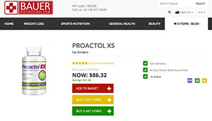 Proactol XS website from Bauer Nutrition in Australia